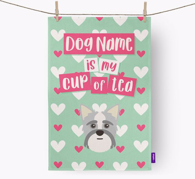 '{dogsName} is my cup of tea' Tea Towel with {breedFullName} Icon